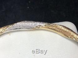 Vintage Estate 14k White & Yellow Gold Bangle Bracelet Designer Signed S C