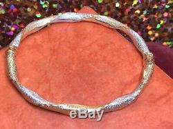 Vintage Estate 14k White & Yellow Gold Bangle Bracelet Designer Signed S C