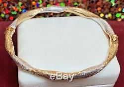 Vintage Estate 14k White & Yellow Gold Bangle Bracelet Designer Signed S C