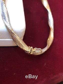 Vintage Estate 14k White & Yellow Gold Bangle Bracelet Designer Signed S C