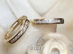 Vintage Estate 14k Yellow Gold Diamond Earrings Huggies Designer Signed Ea