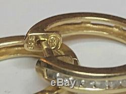 Vintage Estate 14k Yellow Gold Diamond Earrings Huggies Designer Signed Ea