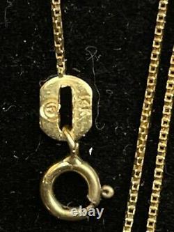 Vintage Estate 14k Yellow Gold Diamond Pendant 3 Linear Signed Chain 20