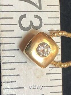 Vintage Estate 14k Yellow Gold Diamond Pendant Necklace Signed Made In Italy