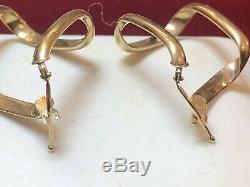 Vintage Estate 14k Yellow Gold Earrings Designer Signed Milor Made Italy Hoop