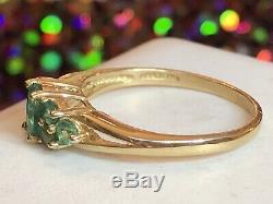 Vintage Estate 14k Yellow Gold Genuine Green Emerald Ring Gemstone Signed Scss