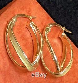 Vintage Estate 14k Yellow Gold Hoop Earrings Signed Ae