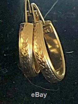 Vintage Estate 18k Gold Earrings Hoops Gypsy Designer Signed Unoaerre Hallmark