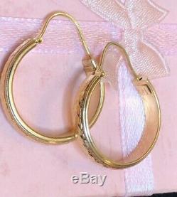 Vintage Estate 18k Gold Earrings Hoops Gypsy Designer Signed Unoaerre Hallmark