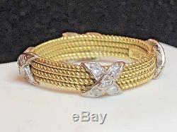 Vintage Estate 18k Gold Genuine Diamond Ring Band Woven Wedding Signed B
