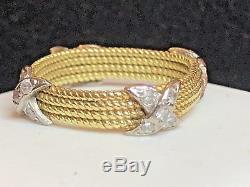 Vintage Estate 18k Gold Genuine Diamond Ring Band Woven Wedding Signed B