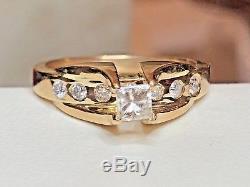 Vintage Estate 18k Gold Genuine Natural Diamond Ring Designer Signed Hg