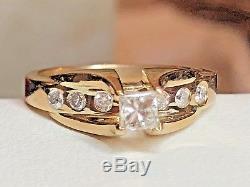 Vintage Estate 18k Gold Genuine Natural Diamond Ring Designer Signed Hg
