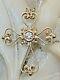 Vintage Estate 18k Gold Natural Diamond Cross Religious Pendant Signed Filigree