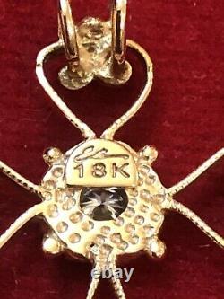 Vintage Estate 18k Gold Natural Diamond Cross Religious Pendant Signed Filigree