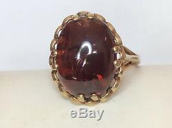 Vintage Estate 9k Gold Garnet Ring Signed Hbj Made England 375 Gemstone Basket