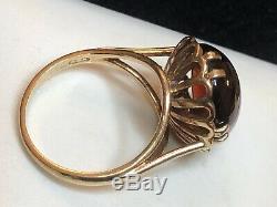 Vintage Estate 9k Gold Garnet Ring Signed Hbj Made England 375 Gemstone Basket