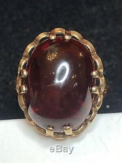 Vintage Estate 9k Gold Garnet Ring Signed Hbj Made England 375 Gemstone Basket