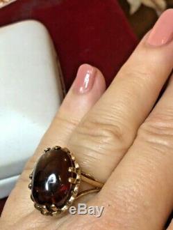 Vintage Estate 9k Gold Garnet Ring Signed Hbj Made England 375 Gemstone Basket