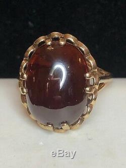 Vintage Estate 9k Gold Garnet Ring Signed Hbj Made England 375 Gemstone Basket