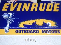 Vintage Evinrude Outboard Boat Motor Woman? 12 Metal Marine Gasoline Oil Sign