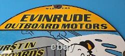 Vintage Evinrude Outboards Porcelain Sign Boat Motor Gas Engines Casper Sign