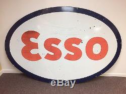 Vintage Extra Large Esso Porcelain Dealer Sign 2 Sided 59 x 88