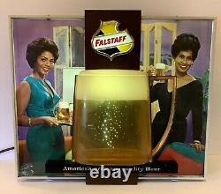 Vintage Falstaff Beer Beautiful Ladies Bubbler Motion Lighted Sign Rare! Working