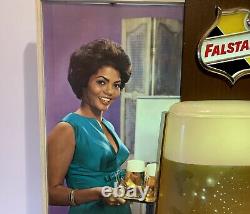 Vintage Falstaff Beer Beautiful Ladies Bubbler Motion Lighted Sign Rare! Working