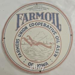 Vintage Farm Oil Sign from Farmers Cooperative Union of Iowa Circa 1940
