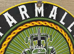 Vintage Farmall Tractor Supplies Porcelain Sign Gas Station Pump Oil Service