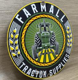Vintage Farmall Tractor Supplies Porcelain Sign Gas Station Pump Oil Service