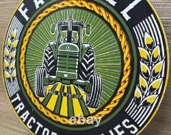 Vintage Farmall Tractor Supplies Porcelain Sign Gas Station Pump Oil Service