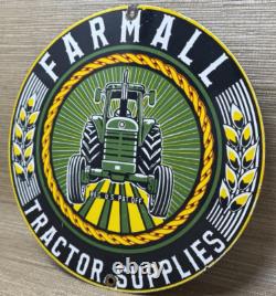 Vintage Farmall Tractor Supplies Porcelain Sign Gas Station Pump Oil Service