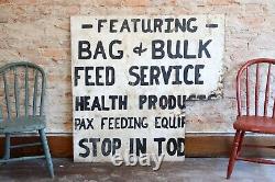Vintage Feed Seed Farm sign hardware General store Cattle Hogs Farmhouse White