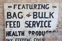 Vintage Feed Seed Farm sign hardware General store Cattle Hogs Farmhouse White