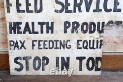 Vintage Feed Seed Farm sign hardware General store Cattle Hogs Farmhouse White