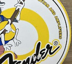 Vintage Fender Guitars Porcelain Stratocaster Sign Sales Service Gas Oil Amp