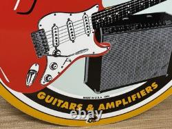 Vintage Fender Guitars Porcelain Stratocaster Sign Sales Service Gas Oil Amp
