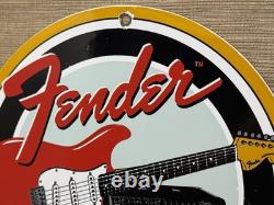 Vintage Fender Guitars Porcelain Stratocaster Sign Sales Service Gas Oil Amp