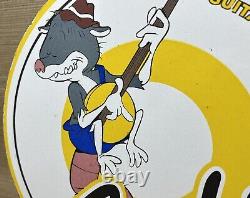 Vintage Fender Guitars Porcelain Stratocaster Sign Sales Service Gas Oil Amp