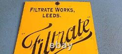 Vintage Filtrate Motor Oil Sign Gasoline Pump Plate Engine Lube Porcelain Sign Vintage Filtrate Motor Oil Sign Gasoline Pump Plate Engine Lube Porcelain Sign