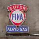 Vintage Fina Super Alkyl Gas Old Us Gasoline Oil Gas Pump Enamel Porcelain Sign