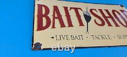 Vintage Fishing Bait Tackle Supplies Porcelain Boat Sales Gas Service Pump Sign