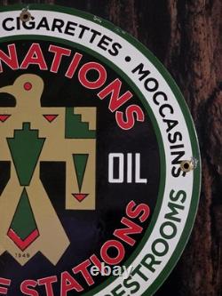 Vintage Five Nations Service Station Porcelain Sign 12