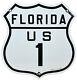Vintage Florida Route 1 Porcelain Metal Highway Sign Gas Station Oil Road Shield