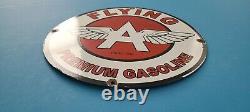 Vintage Flying A Gasoline Porcelain Premium Gas Service Pump Plate Aviation Sign