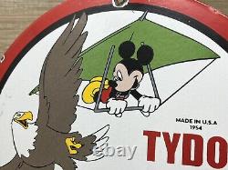 Vintage Flying A Gasoline Porcelain Sign Gas Station Pump Plate Disney Mickey