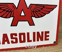 Vintage Flying A Gasoline Porcelain Sign Motor Oil Gas Station Pump Plate Servie