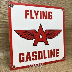 Vintage Flying A Gasoline Porcelain Sign Motor Oil Gas Station Pump Plate Servie
